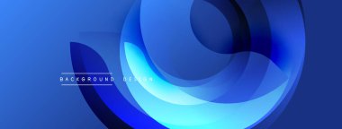Soyut mavi şekiller dinamik görsel efekt oluşturur. Yumuşak eğimler derinlik ve modern tasarım estetiğini akla getiriyor.