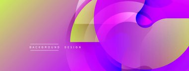 Soyut enerjik tasarım. Üst üste binen daireler dinamik bileşim yaratır. Gradyan renkler düzgün bir şekilde harmanlanarak modern estetik sunuyor.