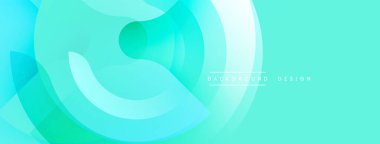 Soyut turkuaz arka plan. Pürüzsüz şekiller örtüşür, yumuşak eğimler yaratır. Dijital projeler için modern tasarım ögesi.
