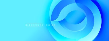 Parlak mavi soyut arkaplan. Dairesel katmanlar dinamik görsel efekt yaratır. Dijital projeler için modern tasarım.
