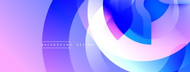 Soyut arkaplan özellikleri üst üste binen daireler, gradyanlar. Violet, mavi renkler modern, dinamik görsel efekt yaratır. Yumuşak geçişler kompozisyona hakim..