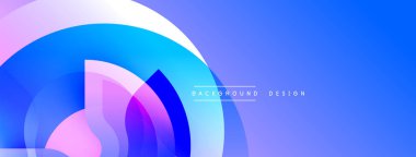 Soyut mavi tasarım, üst üste binen daireler, gradyanlar. Modern estetik, canlı renkler dinamik görsel etki yaratır.