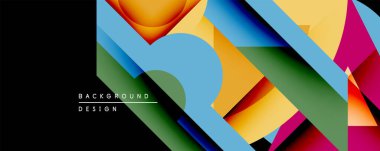 Soyut geometrik bileşim. Canlı renkler örtüşüyor, dinamik katmanlar oluşturuyor. Modern tasarım, görsel olarak çarpıcı arkaplan için gradyan ve şekiller kullanır.