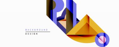 Soyut geometrik bileşim. Canlı renkler şekiller arasında dinamik etkileşim yaratır. Modern tasarım elementleri derinlik, hareket ve görsel ilgi gösteriyor. Temiz estetik, uygun arka plan materyali.