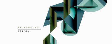 Soyut geometrik tasarım, üst üste binen çokgen şekiller içerir. Koyu deniz mavisi, zeytin yeşili, siyah renkler beyaz arka planda dinamik kompozisyon oluşturur. Modern, minimalist estetik.