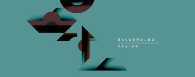 Soyut geometrik şekiller üst üste biner. Koyu kırmızı elementler derinlik yaratır, gölgeler katmanlı kağıt tasarımı önerir. Minimalist estetik, modern görsel stil.