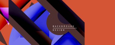 Soyut geometrik şekiller örtüşür, dinamik görsel efekt yaratır. Renk mavisi, mor, kırmızı, turuncu karışımı pürüzsüz. Arkaplan ve sunumlar için uygun modern tasarım.