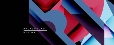 Soyut geometrik şekiller örtüşüyor, canlı renk eğimleri yaratıyor. Tasarımda maviler, kırmızılar, morlar, pembeler var. Arka planlar ve sunumlar için modern estetik.
