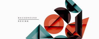 Soyut geometrik şekiller örtüşür, dinamik bileşim yaratır. Sıcak, serin renkler karışımı. Minimalist tasarım modern estetiği çağrıştırıyor. Temiz çizgiler, katmanlı formlar görsel ilgi gösteriyor.