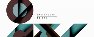 Soyut geometrik bileşim. Şekiller örtüşüyor, katmanlı etki yaratıyor. Kestane rengi, deniz mavisi, siyah, beyaz. Minimalist tasarım arka plan veya markalaşma için uygundur.