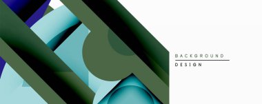 Soyut geometrik bileşim. Üst üste binen şekiller katmanlı etki yaratır. Serin yeşiller, maviler dizaynın hakimi. Minimalist tarz, modern estetik. Temiz çizgiler, basit formlar..