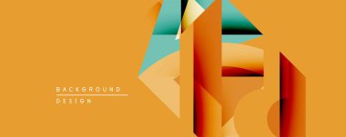 Soyut geometrik bileşim. Turuncu arka plan, katmanlı şekiller, gradyanlar, gölgeler. Modern tasarım derinliği, dinamizmi, görsel ilgiyi çağrıştırıyor. Minimalist estetik.