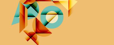 Soyut geometrik bileşim. Üst üste binen şekiller, dinamik görsel ilgi yaratır. Sıcak tonlarda havalı aksanlar hakim olur. Modern tasarım, temiz çizgiler, minimalist estetik.