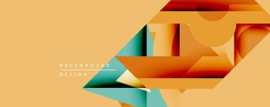 Soyut geometrik bileşim. Üst üste binen şekiller dinamik görsel efekt yaratır. Sıcak renk paleti baskın gelir, serin deniz mavisi tonlarıyla vurgulanır. Modern tasarım ögesi.