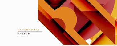 Soyut geometrik bileşim. Üst üste binen şekiller sıcak renk paleti kullanarak dinamik görsel efektler yaratır. Arkaplan ve sunumlar için uygun modern tasarım.