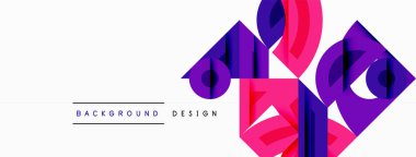 Soyut geometrik şekiller, canlı pembeler, morlar modern tasarım yaratır. Minimalist tarz, temiz çizgiler dinamik bileşimi gösteriyor.