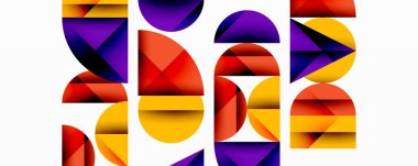 Soyut geometrik şekiller renkli metinler oluşturur. Kalın tasarım, görsel etki için katman olarak gradyan kullanır. Modern estetik, canlı renkler.