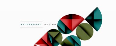 Soyut geometrik şekiller dinamik bileşim oluşturur. Kırmızı, deniz mavisi, zeytin renkleri minimalist tasarıma hakim. Temiz çizgiler, modern estetik..