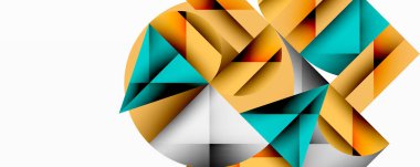 Soyut geometrik bileşim. Altın, deniz mavisi gölgeleri dinamik çokgen şekiller yaratır. Modern tasarım, temiz çizgiler, görsel etki.