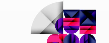 Soyut geometrik şekiller örtüşür ve canlı bir bileşim yaratır. Gradyanlar derinlik ekler, modern estetik. Minimalist tasarım, mevcut temiz çizgiler.