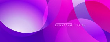 Soyut gradyanlar örtüşür ve dinamik görsel akış yaratır. Mor renkler modern estetik sunarak kompozisyona hakim..