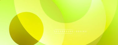 Soyut sarı arkaplan. Üst üste binen daireler yumuşak eğimler, modern tasarım elementleri yaratır. Minimalist estetik, canlı renkler.