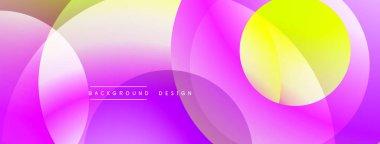 Soyut renkli çemberler çakışıyor. Gradyan gölgeler modern görsel efektler yaratır. Dijital projeler için arkaplan tasarımı.