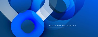 Soyut mavi tasarım, üst üste binen daireler, çizgiler. Modern kompozisyon dinamik görsel efekt yaratır. Yumuşak eğimler derinliği artırır.