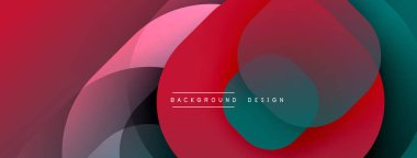 Soyut katmanlar, canlı renkler, akan şekiller modern tasarım yaratır. Kırmızı, pembe, deniz mavisi renkleri kusursuz bir şekilde harmanlanır. Minimalist estetik.