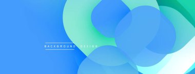 Soyut sıvı şekilleri örtüşür, parlak mavi, yeşil gradyanlar yaratır. Arkaplan ve sunumlar için modern tasarım ögesi.