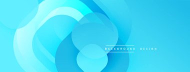 Soyut mavi arkaplan. Üst üste binen daireler dinamik, akışkan görsel efektler yaratır. Yumuşak eğimler derinliği ve dokuyu arttırır.