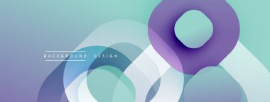 Soyut kompozisyon. Üst üste binen daireler, yumuşak eğimler, pastel renkler modern görsel efektler yaratır. Minimalist tasarım.