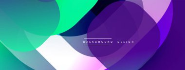 Soyut renkli örtüşen şekiller dinamik görsel efekt yaratır. Gradyan renkler harmanlanır, modern arkaplan tasarımı oluşturulur.