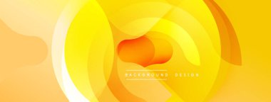 Soyut sarı tasarım. Üst üste binen daireler dinamik akış yaratır. Sıcak tonlarda enerji, pozitiflik, modern estetik.
