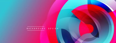 Soyut canlı katmanlar dinamik bileşim yaratır. Dairesel şekiller harmanlanarak modern arkaplan tasarımı oluşturur. Renkler sorunsuz geçiş.