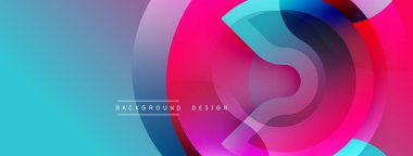 Soyut renkli tasarım. Üst üste binen daireler dinamik görsel efekt yaratır. Gradyan gölgeler yumuşak bir geçiş, modern estetik sunuyor.