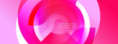 Soyut pembe tasarım üst üste binen dairesel katmanlar içeriyor. Gradyan gölgeler dinamik görsel efekt yaratır. Modern arkaplan dokusu.