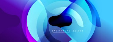 Soyut canlı katmanlar dinamik dairesel bileşim yaratır. Dereceli maviler, morlar, pembeler kusursuz bir şekilde harmanlanır. Modern tasarım ögesi.