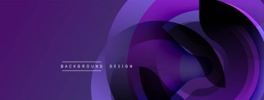 Soyut mor katmanlar dinamik akış yaratır. Modern tasarım düz grafikler, zarif eğriler, asgari metin elementleri içerir.