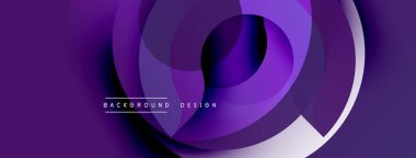 Soyut mor tasarım, üst üste binen daireler oluşturarak dinamik görsel efekt yaratır. Modern, pürüzsüz gradyanlar zarif kompozisyon sunar.