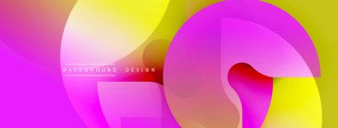 Soyut, enerjik şekiller çakışıyor. Pembe, sarı renkler kompozisyona hakim. Arkaplan ve sunumlar için modern tasarım ögesi.