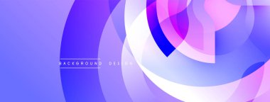 Soyut tasarım özellikleri üst üste biniyor. Gradyan gölgeler dinamik görsel efekt yaratır. Modern, akıcı kompozisyon. Mor renkler baskın gelir..