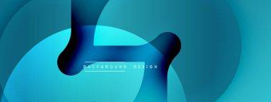 Soyut sıvı şekiller, canlı mavi renkler modern arka plan yaratır. Yumuşak eğimler, üst üste binen katmanlar dinamik görsel efekt sunar.