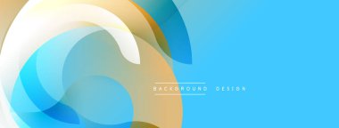 Soyut sıvı şekilleri kesişir. Yumuşak eğimler dinamik bileşim yaratır. Tasarıma mavi, bej, altın rengi hakim. Minimalist estetik.