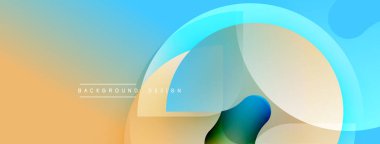 Soyut geometrik şekiller, yumuşak renk eğimleri. Modern tasarım elementleri pürüzsüz görsel akış yaratır. Açık mavi, sarı renkler baskın bileşim.