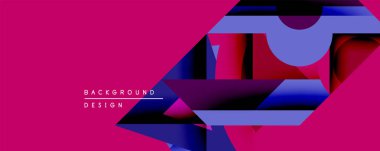 Soyut geometrik bileşim. Üst üste binen şekiller dinamik görsel efekt yaratır. Canlı morumsu arka plan kontrastı, modern estetiği geliştirir. Dijital projeler için uygun minimalist tasarım.
