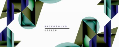 Soyut geometrik tasarım katmanlı şekiller, gradyanlar içerir. Mavi, yeşil, gri tonlar derinlik yaratır. Özgeçmiş ve sunumlar için minimalist bir tarz. Temiz, modern estetik.