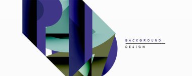 Soyut geometrik bileşim. Üst üste binen şekiller dinamik görsel efekt yaratır. Mavi, yeşil, siyah renkler tasarımda baskın. Minimalist tarz, modern estetik.