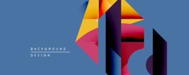 Soyut geometrik bileşim. Canlı renkler karışıyor, dinamik şekiller yaratıyor. Modern tasarım derinliği, dokuyu ve görsel ilgiyi çağrıştırıyor. Minimalist estetik.