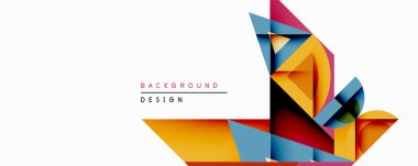 Soyut geometrik bileşim. Renkli şekiller örtüşüyor, dinamik görsel efektler yaratıyor. Modern tasarım elementleri yenilik, enerji ve pozitif alan öneriyor.